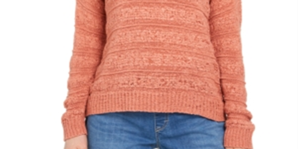 Style & Co Women's Tape Yarn Pullover Sweater Orange Size Petite Large