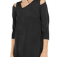 Alfani Women's Asymmetrical Cut Out Top Black Size Petite L