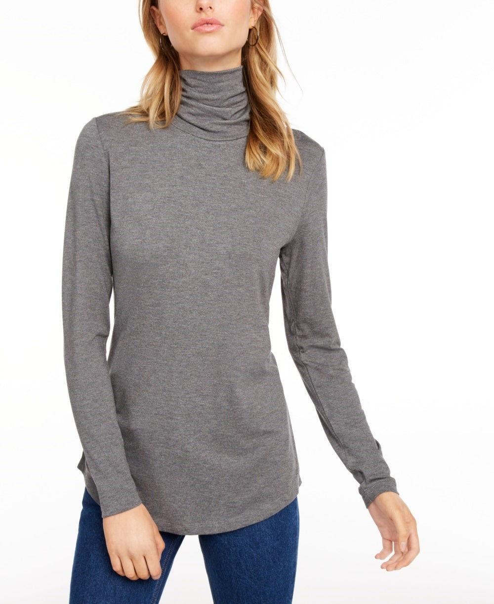 Maison Jules Women's Turtleneck Top Gray Size X-Large