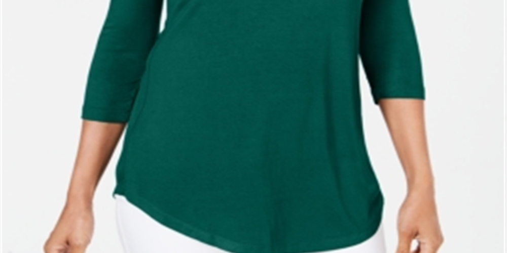 JM Collection Women's Cold Shoulder Top Green Size Petite L