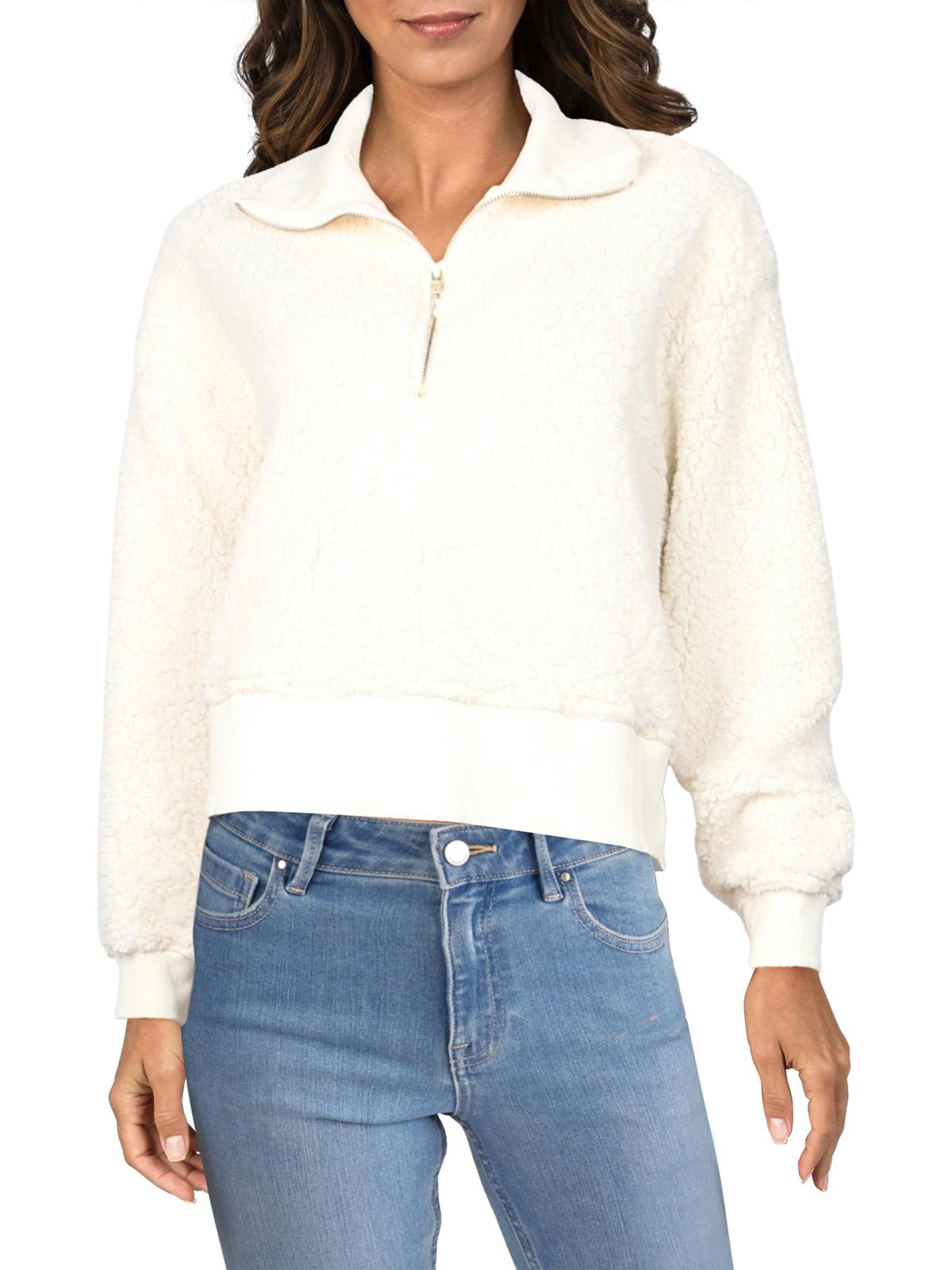 Derek Heart Junior's Pullover Top Sherpa 1/2 Zip White Size Large