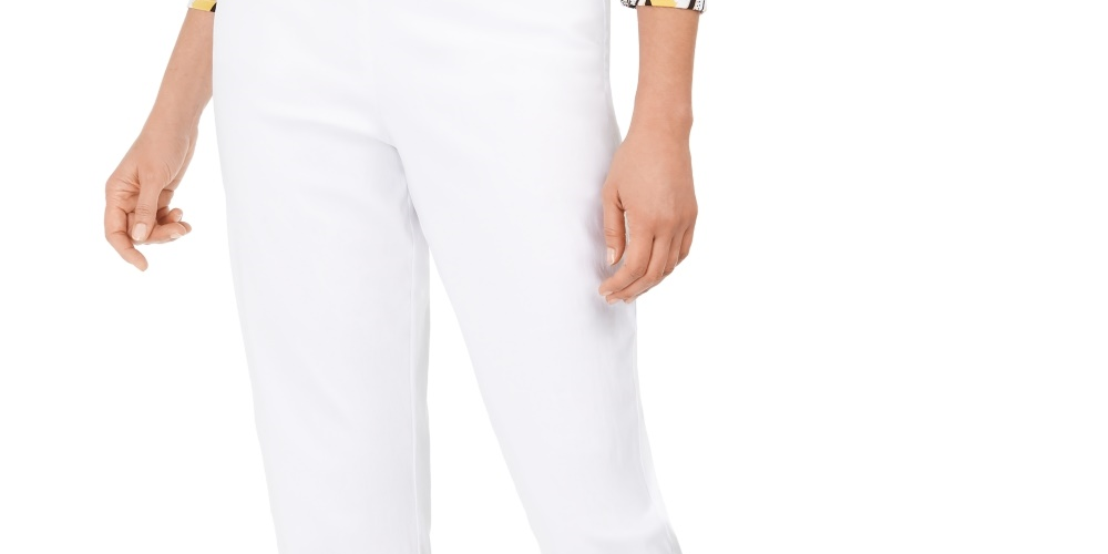 JM Collection Women's Embellished-Hem Capri Pants  White Size X-Small