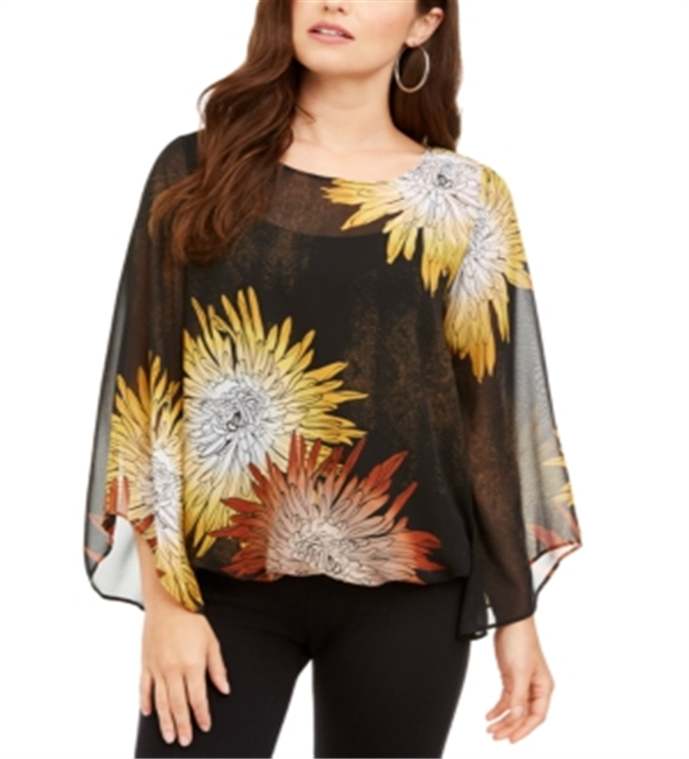 Alfani Women's Bubble Sleeve Blouse Mustard Size Petite S/M