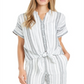 Charter Club Women's Linen Striped Tie Top White Size 2XL