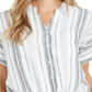 Charter Club Women's Linen Striped Tie Top White Size 2XL