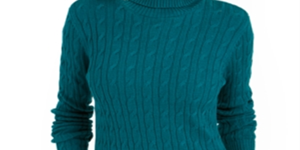 Charter Club Women's Long Sleeve Cowl Neck Sweater Green Size XX-Large