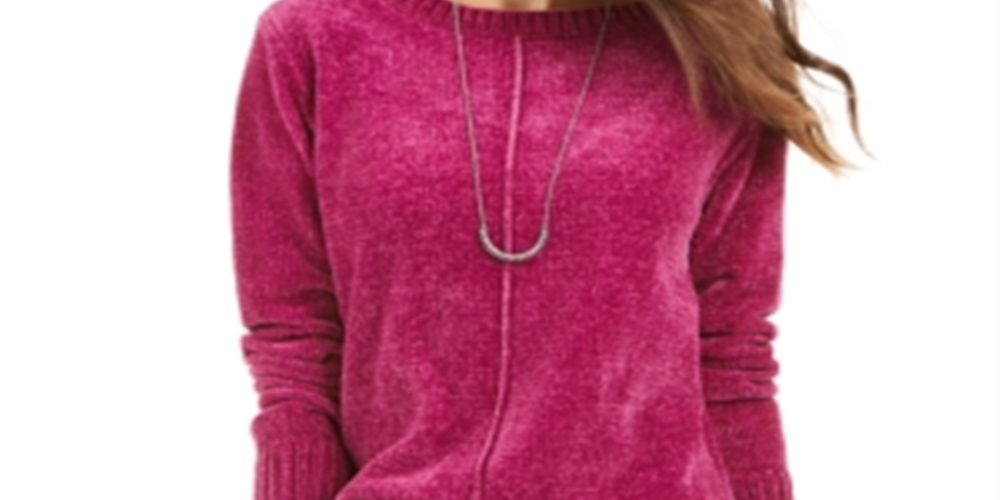 Style & Co Women's Chenille Sweater Electix Orchid Size Petite S