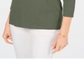 Karen Scott Women's Cotton V Neck Button Trim Top Green Size Large