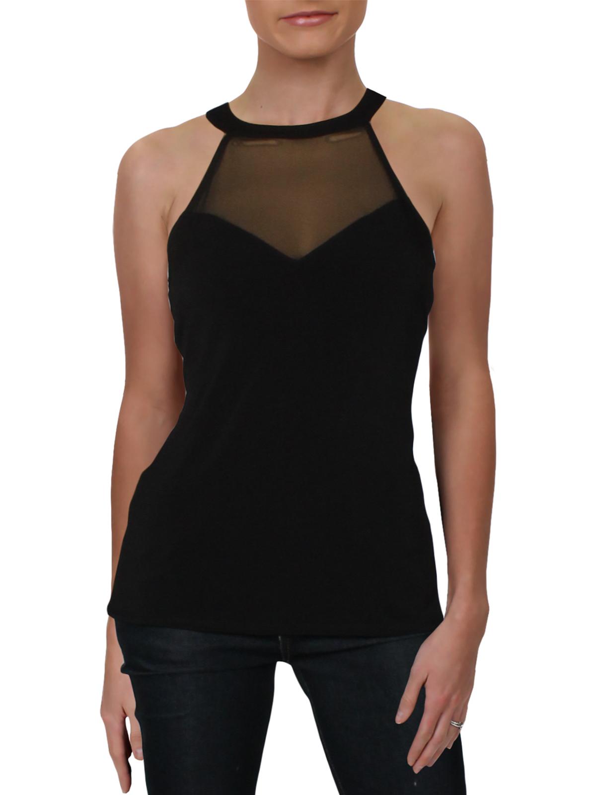 INC International Concepts Women's Illusion Halter Top Black Size Petite L
