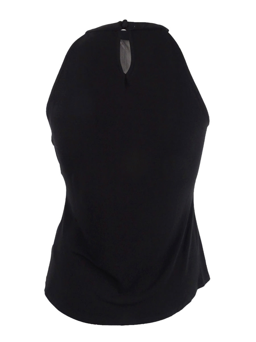 INC International Concepts Women's Illusion Halter Top Black Size Petite L
