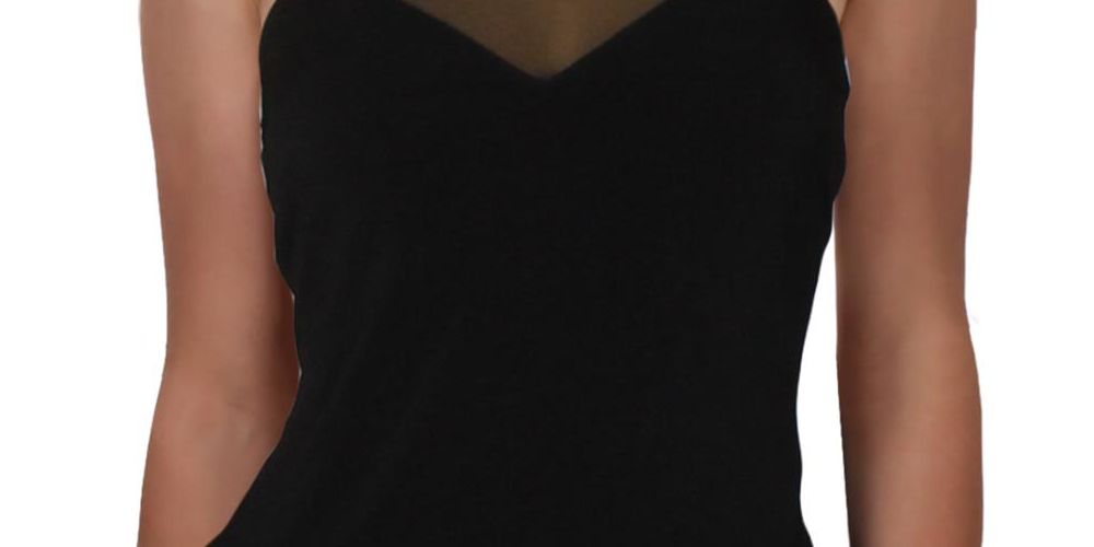 INC International Concepts Women's Illusion Halter Top Black Size Petite L