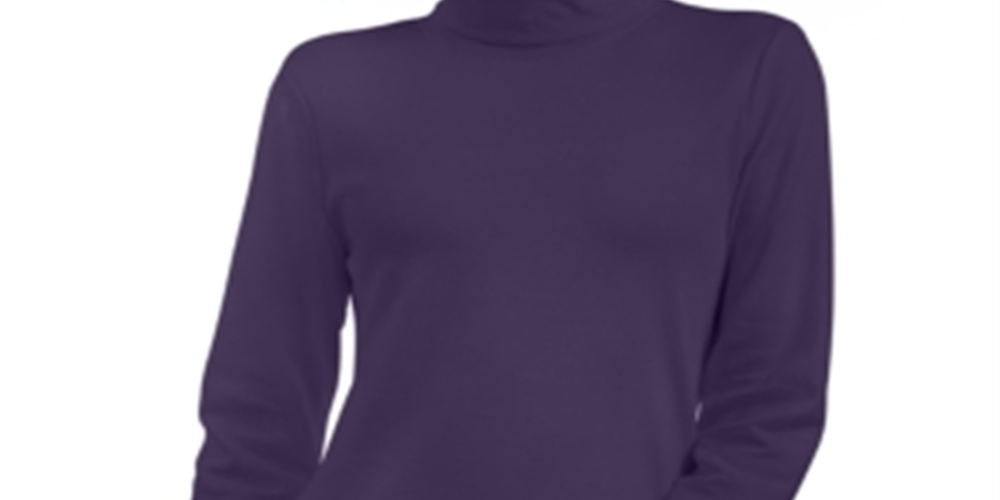 Karen Scott Women's Cotton Turtleneck Top Purple Size Petite M