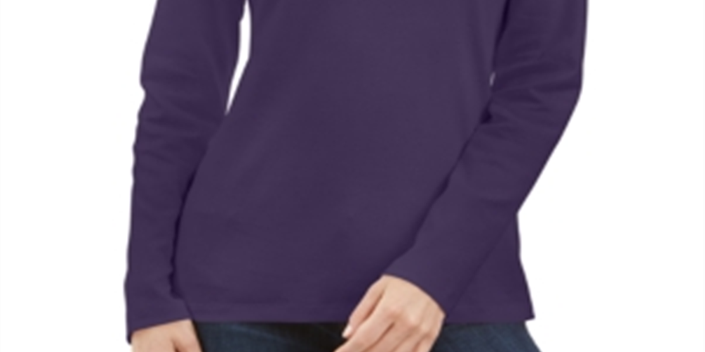 Karen Scott Women's Cotton Turtleneck Top Purple Size Petite M