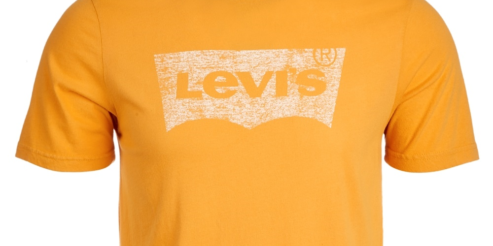 Levi's Men's Batwing Logo Print T Shirt Yellow Size XX-Large