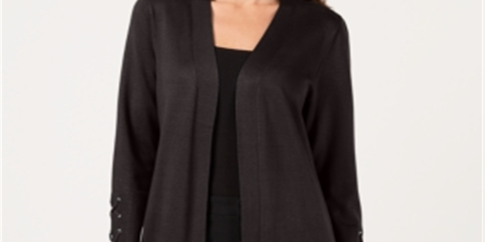 JM Collection Women's Open Front Duster Cardigan Espresso Size Petite S