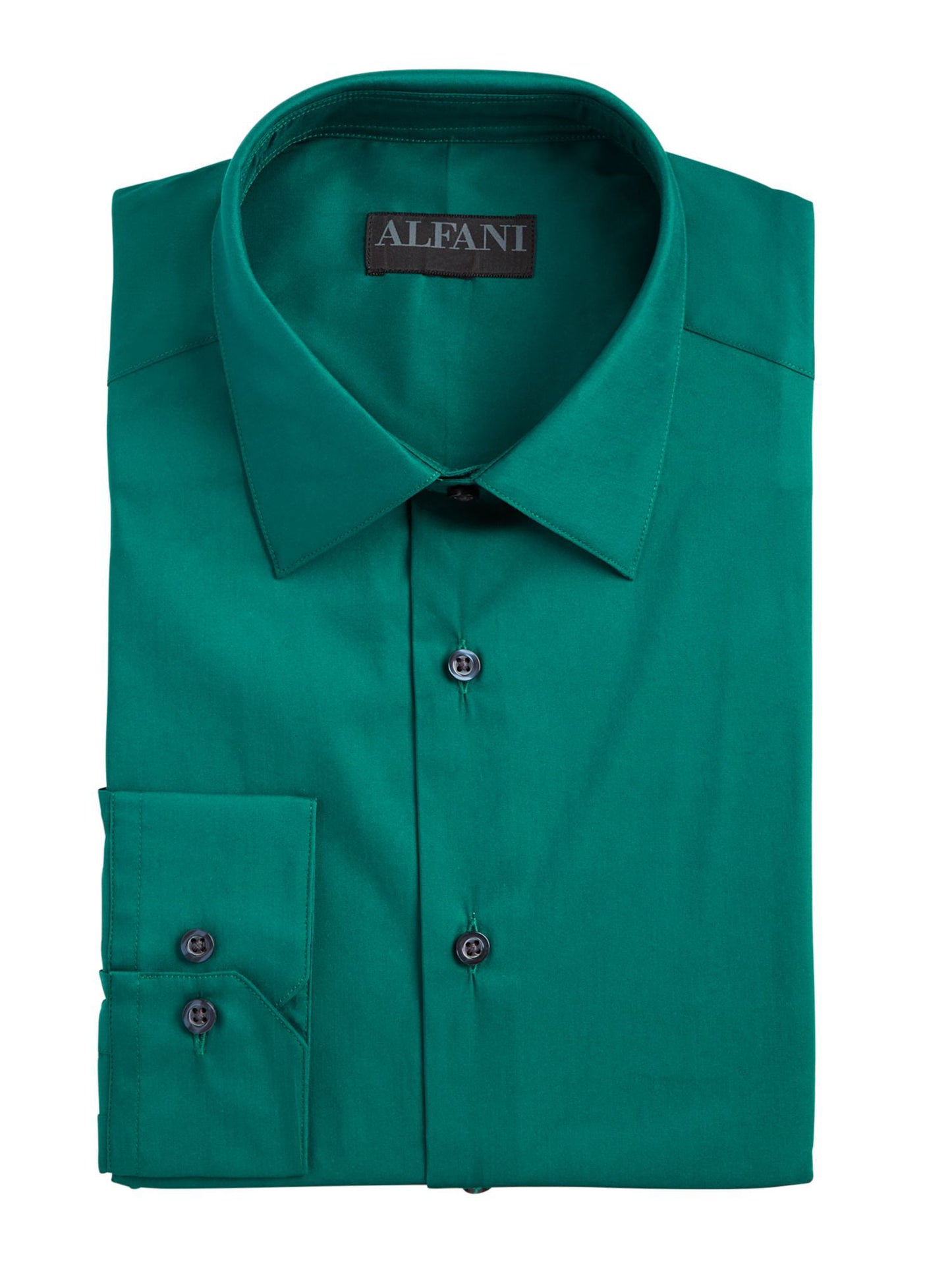 Alfani Men's Slim Fit Performance Stretch Easy Care Solid Dress Shirt Green Size M