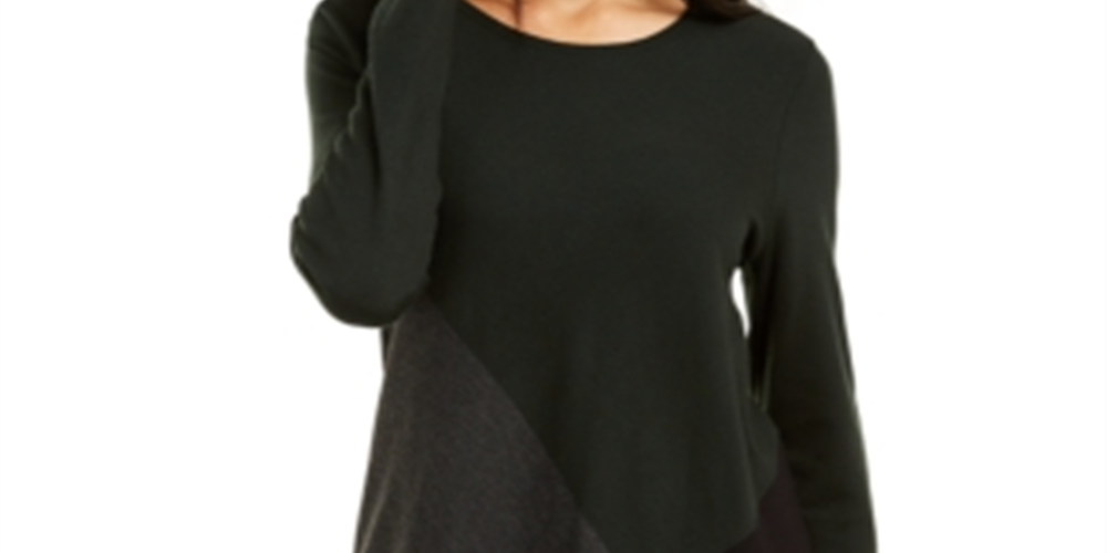 Alfani Women's Plus Colorblocked Asymmetrical Top Green Size 3X