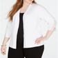 JM Collection Women's Plus Crochet Trim Cardigan White Size 0X