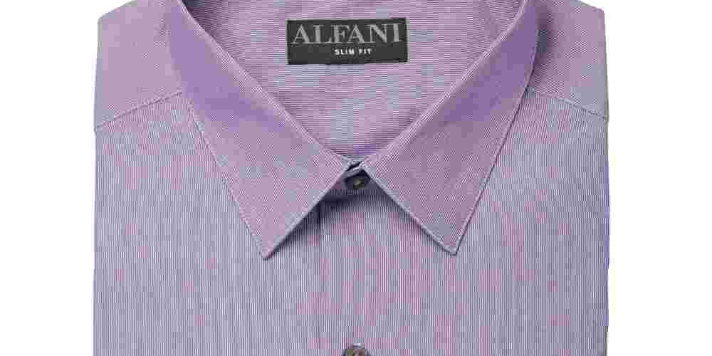 Alfani Men's Collared Slim Fit Dress Shirt Purple Size 15.5X34X35