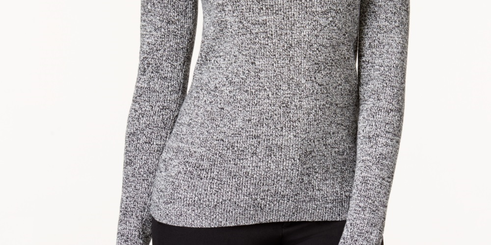 Karen Scott Women's Cotton Mock Neck Sweater Gray Size Medium