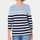 Karen Scott Women's Serena Striped Pocket Top Blue Size Petite Medium
