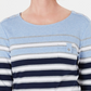 Karen Scott Women's Serena Striped Pocket Top Blue Size Petite Medium