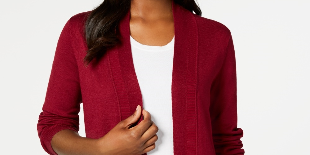 Karen Scott Women's Open Front Cardigan Red Size X-Large
