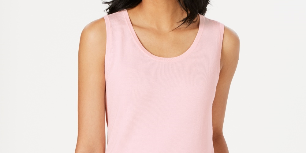 Charter Club Women's Sleeveless Crew Neck Sweater  Pink Size X-Large