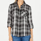 Style & Co Women's Plaid One Pocket Shirt Black Size Small