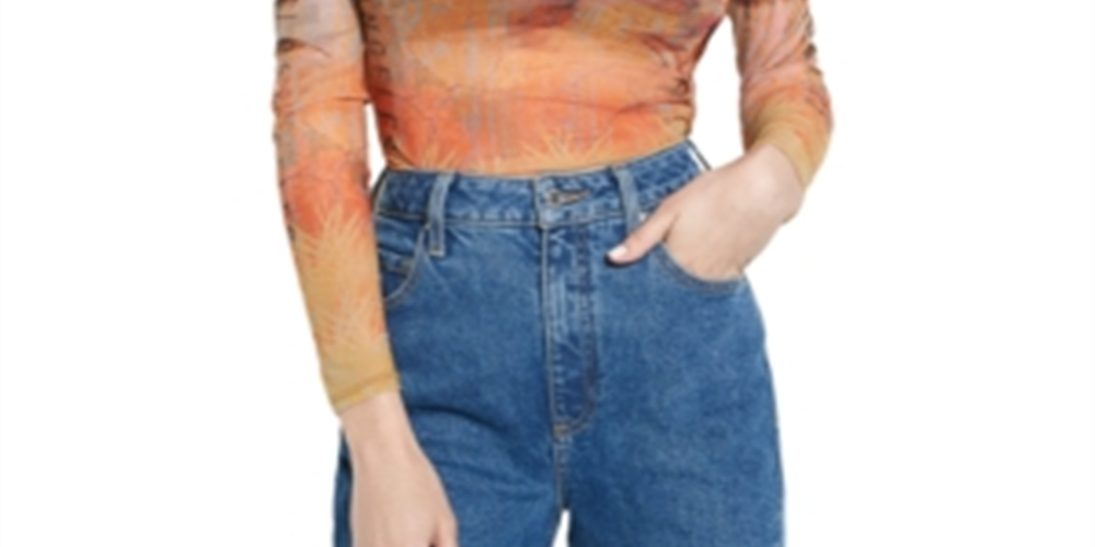 Guess Women's La 1981 Mesh Top Gold Multi Size XS