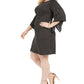Msk Women's Plus Dot Print Bell Sleeve Dress Black Size 3X