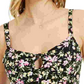 Bar III Women's Blouse Floral Smocked Back Cropped Top Black Size X-Small
