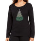 Karen Scott Women's Cotton Holiday Print T Shirt Black Size Small