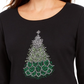 Karen Scott Women's Cotton Holiday Print T Shirt Black Size Small