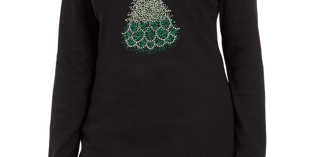 Karen Scott Women's Cotton Holiday Print T Shirt Black Size Small