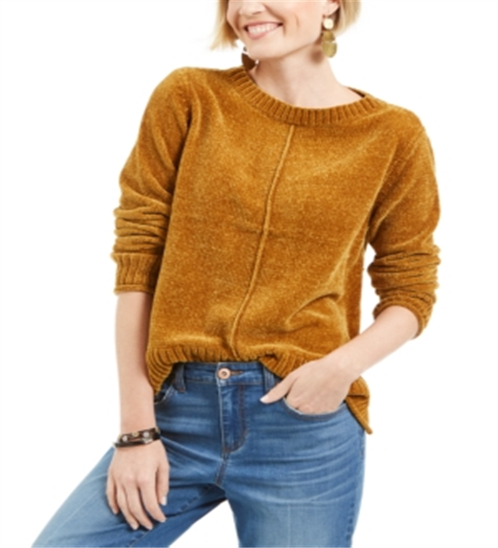 Style & Co Women's Chenille Sweater Yellow Size Petite L