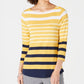 Charter Club Women's Pima Cotton Button Shoulder Stripe Top Yellow Size Medium
