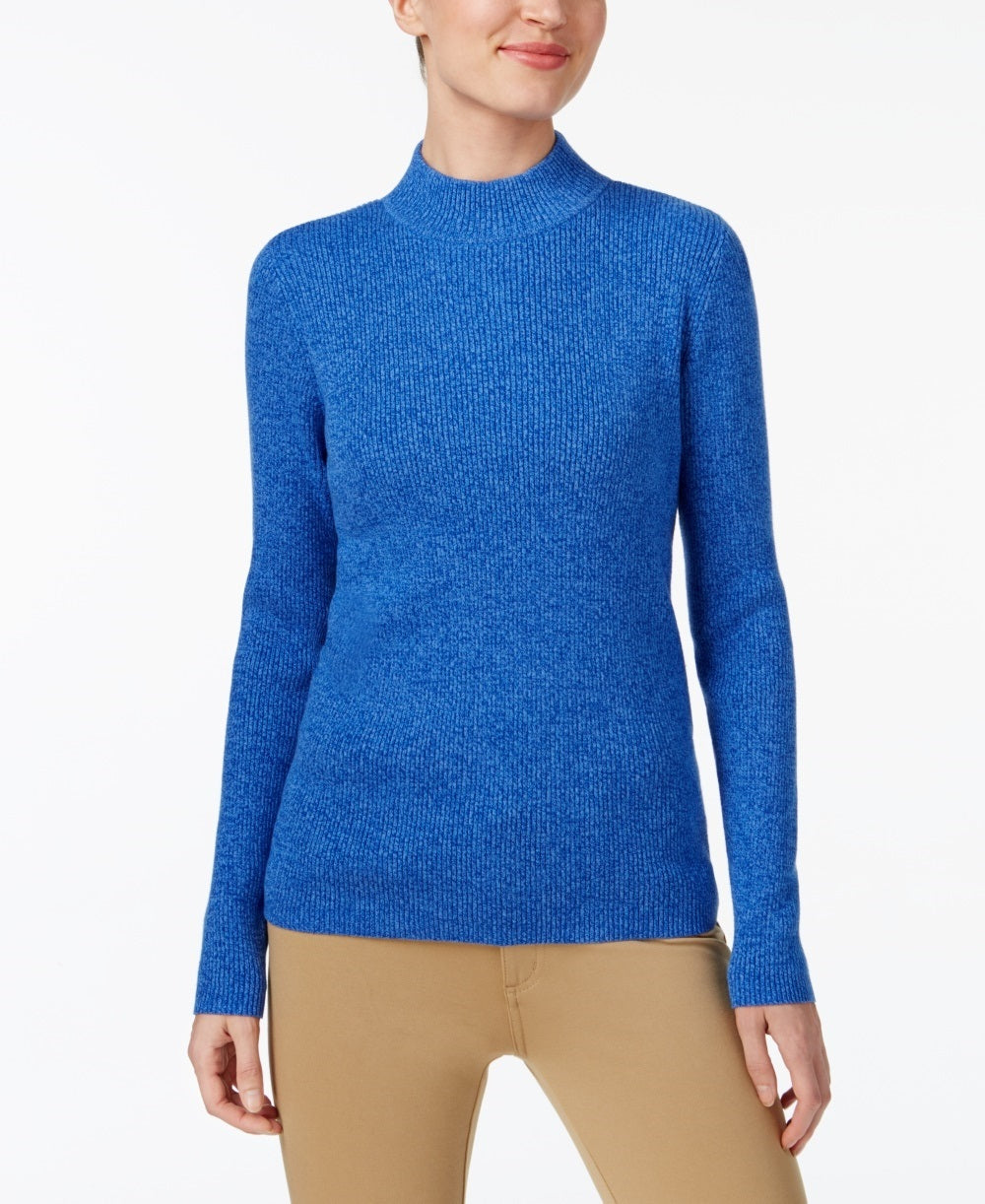Karen Scott Women's Cotton Mock Neck Sweater Blue Size XX-Large