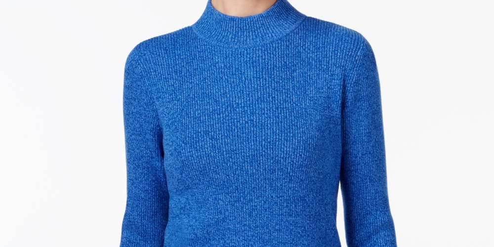 Karen Scott Women's Cotton Mock Neck Sweater Blue Size XX-Large