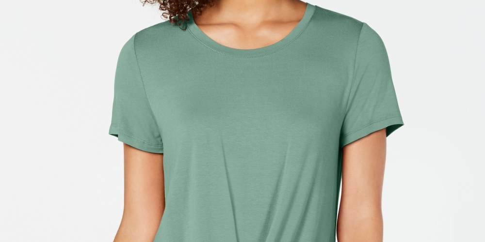 Style & Co Women's Twist-Front Top  Green Size XX-Large