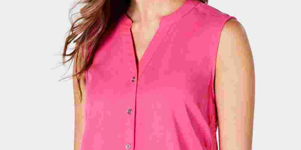 Style & Co Women's Sleeveless Blouse Pink Size Medium