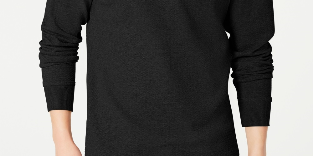 INC International Concepts Men's Textured Split Neck Sweatshirt Black Size Small