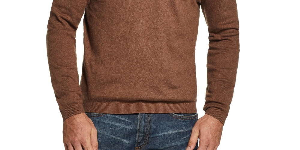 Weatherproof Vintage Men's V Neck Pullover Solid Beige Size Small