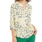 Charter Club Women's Maria Floral Print Blouse Yellow Size X-Large