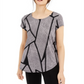 Alfani Women's Printed T-Shirt Pink/Black strip Size Small