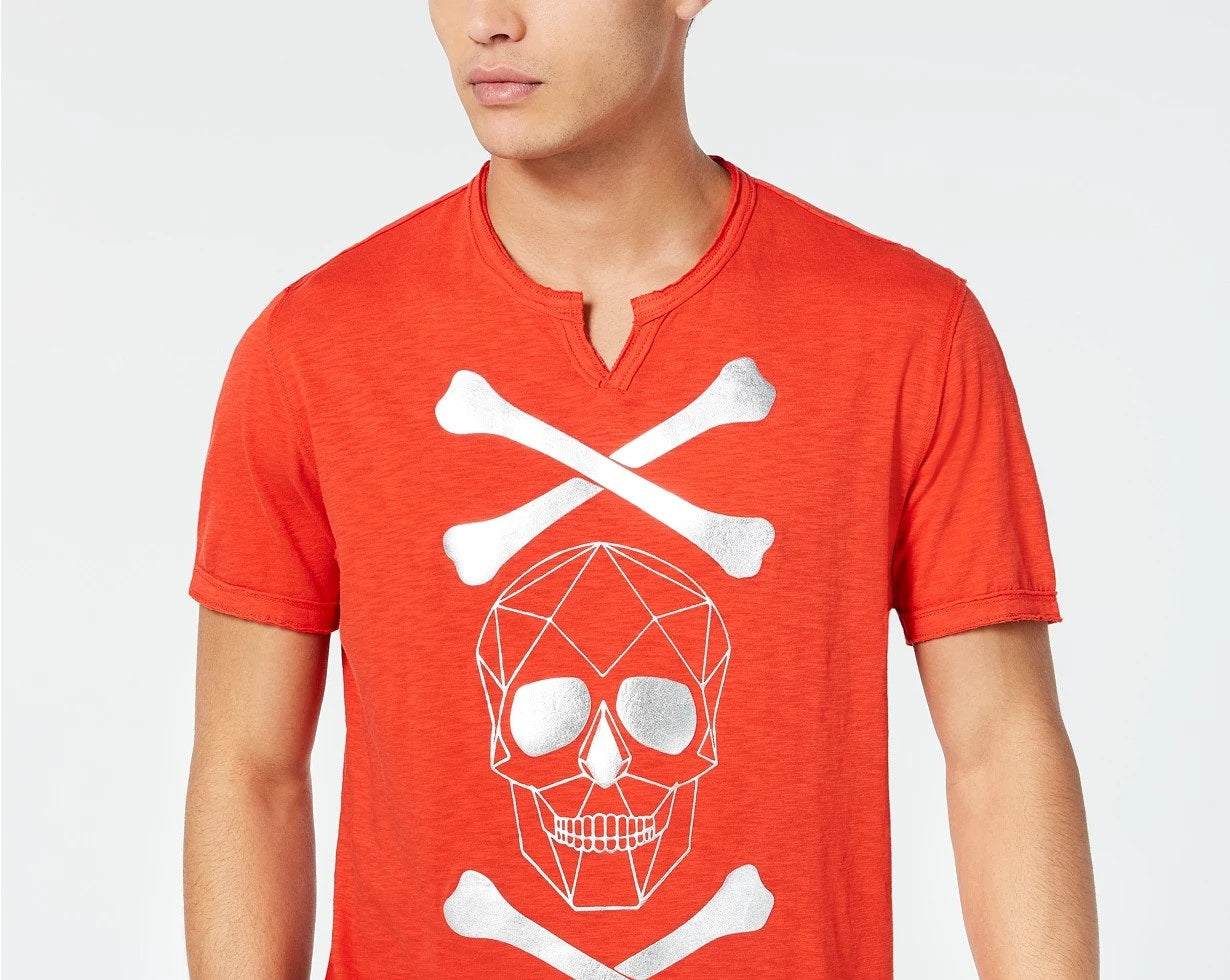 INC International Concepts Men's Skull & Cross Bones T-Shirt Red Size Large
