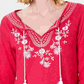 Charter Club Women's Cotton Embroidered Tunic  Dark Pink Size Medium