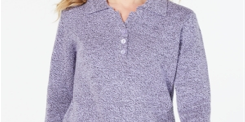 Karen Scott Women's Point Collar Sweater Lavander Size Petite XL