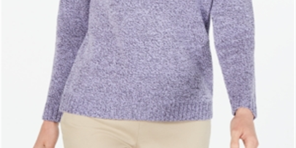 Karen Scott Women's Point Collar Sweater Lavander Size Petite XL