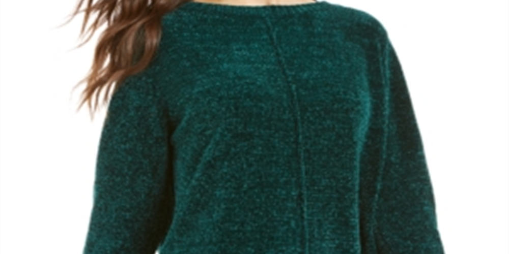 Style & Co Women's Chenille Sweater Green Size Petite M
